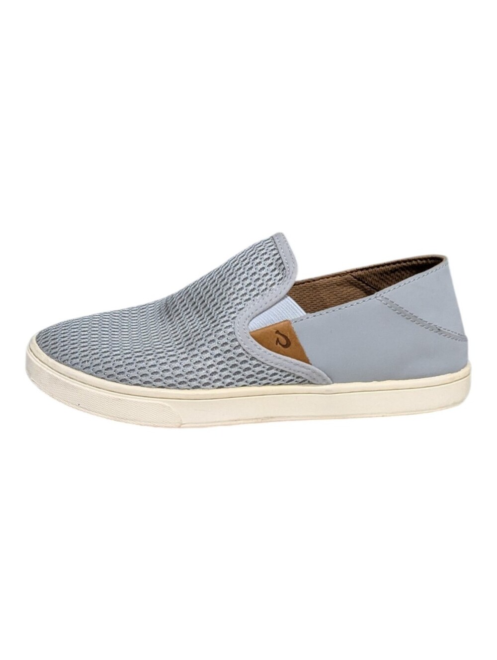 Olukai Pehuea Pale Gray Grey Breathable Loafer Sneaker Slip On Size 7.5 37.5